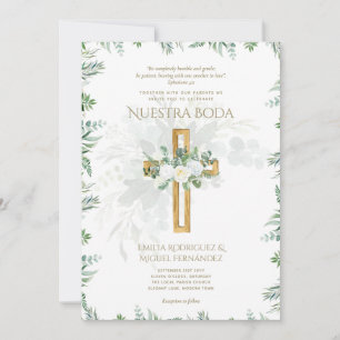 Elegante Invitación De Boda Católica Bilingüe Inv Invitation