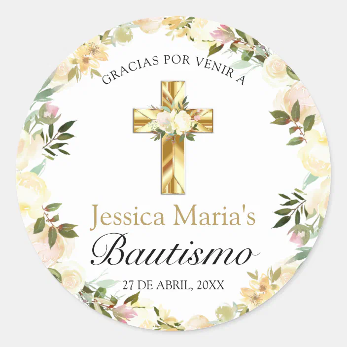 Elegante Pastel Bautizo Amarillo Bebe Classic Round Sticker Zazzle Com