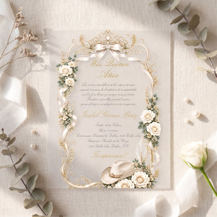 Elegante Quinceanera vaquera acrilic invitation 