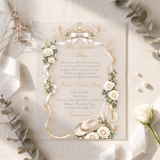 Elegante Quinceanera vaquera acrilic invitation