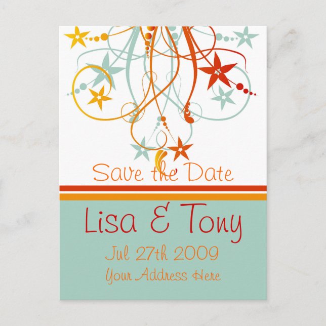 Elegante Swirls for Save The Date - Customized Announcement Postcard (Front)