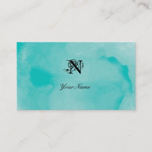 Elegante Watercolor Turquoise Business Card