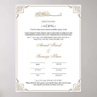 Eleganter Rahmen Muslimische Nikah Zertifikat Poster