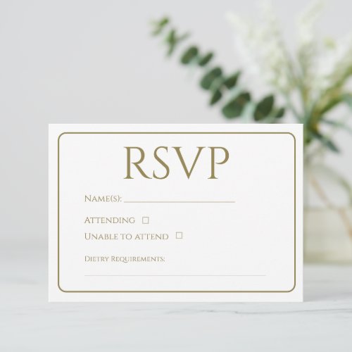 Elegantl White and Gold RSVP Cards