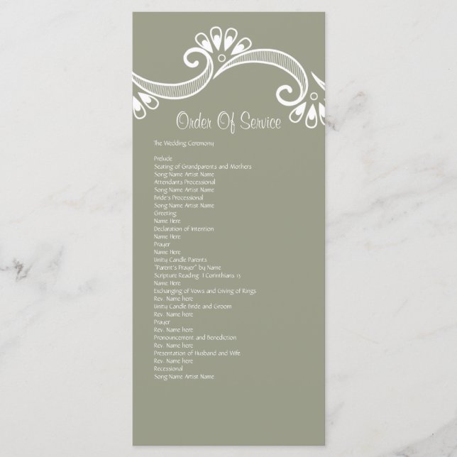 Elegantly Asian Order Of Service Program (Front)