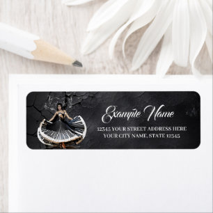 Elegantly dancing woman label