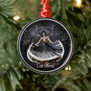 Elegantly dancing woman metal ornament