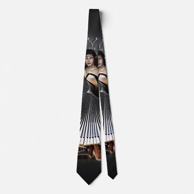 Elegantly dancing woman  neck tie (Front)