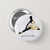 elegantly dressed ballerina in ivory pinback button (Front & Back)