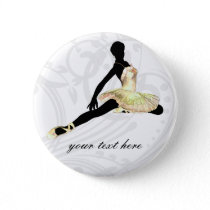 elegantly dressed ballerina in ivory pinback button