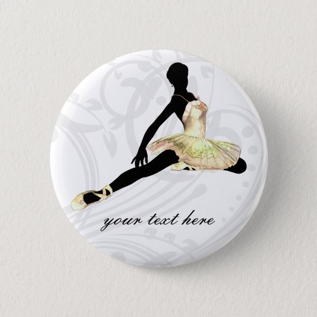 elegantly dressed ballerina in ivory pinback button (Front)