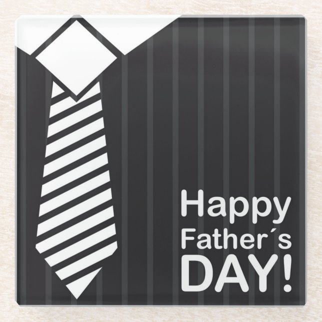 Elegantly Dressed Bringing Happy Fathers Day Wish  Glass Coaster (Front)
