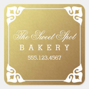 Elegantly Framed Faux Gold Foil Business Stickers
