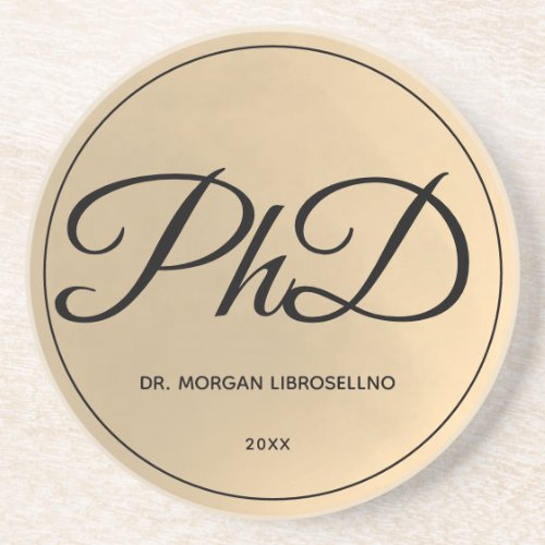 Elegantly Gold Name PhD Graduation Coaster
