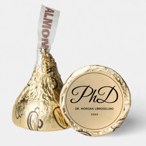 Elegantly Gold Name PhD Graduation  Hersheys Kisses