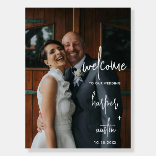 Elegantly handwritten wedding photo welcome foam b board