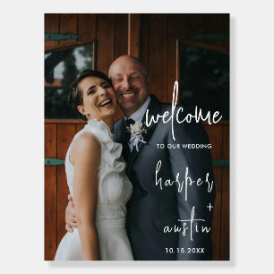 Elegantly handwritten wedding photo welcome foam b foam board