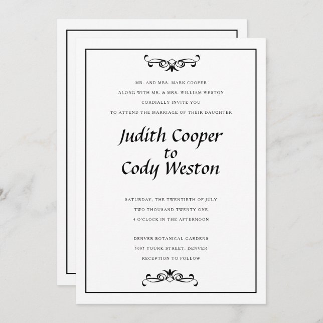 Elegantly Minimalist Wedding Invitation A2 (Front/Back)