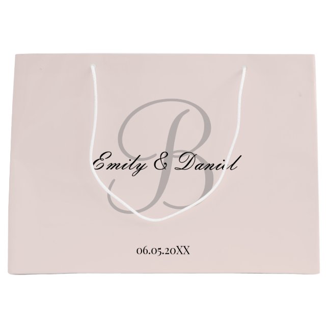 Elegantly monogram wedding large gift bag (Front)