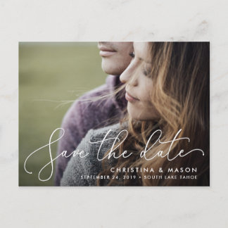 Elegantly Penned | Photo Save the Date Announcement Postcard
