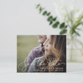 Elegantly Penned | Photo Save the Date Announcement Postcard (Standing Front)
