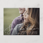 Elegantly Penned | Photo Save the Date Announcement Postcard (Front)