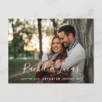 Elegantly Penned | Photo Save the Date Announcement Postcard