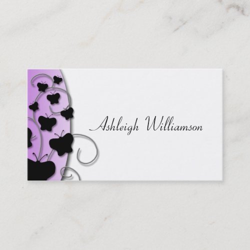 Elegantly Purple Black Butterflies Business Cards