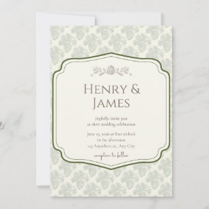 Elegantly Rustic Pinecone Wedding Invitation