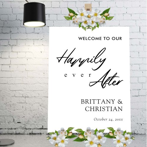 Elegantly Scripted Happily Ever After Wedding Sign