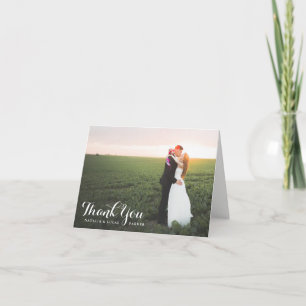 Elegantly Scripted Photo Wedding Thank You   White