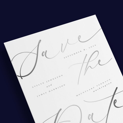 Elegantly Scripted REAL FOIL Save the Date Card