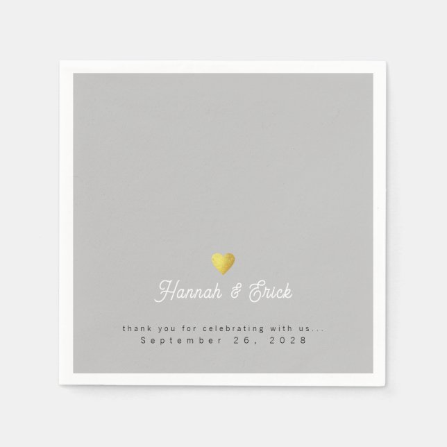 Elegantly Signed Wedding Gray Napkins (Front)