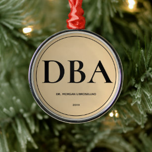 Elegantly Simple Gold DBA Graduation Metal Ornament