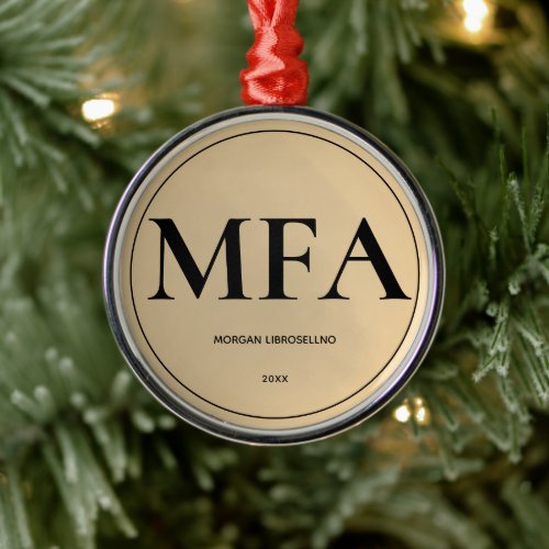 Elegantly Simple Gold MFA Graduation Metal Ornament