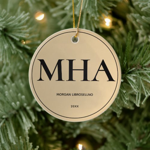 Elegantly Simple Gold MHA Graduation Ceramic Ornament