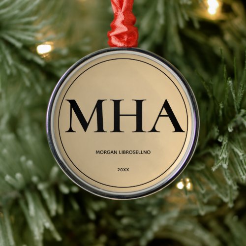 Elegantly Simple Gold MHA Graduation Metal Ornament