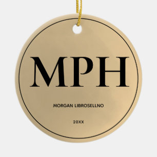 Elegantly Simple Gold MPH Graduation Ceramic Ornament