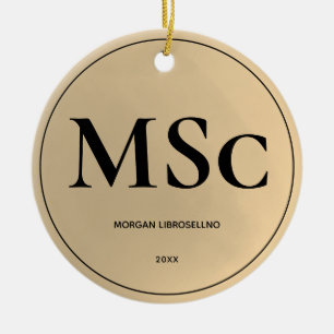 Elegantly Simple Gold MSc Graduation Ceramic Ornament