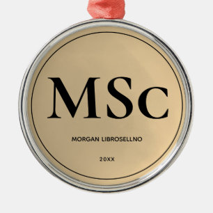 Elegantly Simple Gold MSc Graduation Metal Ornament