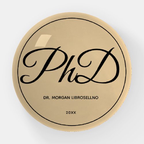 Elegantly Simple Gold Name Year PhD Graduation Paperweight