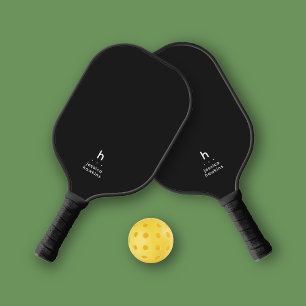 Elegantly Simple Monogram Black Noir Personal Pickleball Paddle