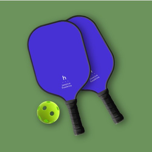Elegantly Simple Monogram Electric Blue Personal Pickleball Paddle