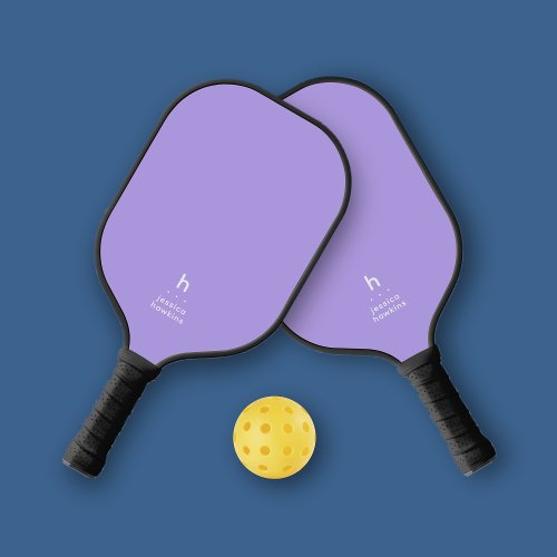 Elegantly Simple Monogram Light Purple Personal Pickleball Paddle