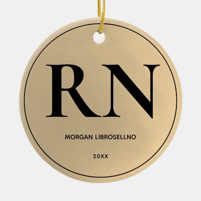 Elegantly Simple RN Nurse Ceramic Ornament (Front)