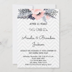 Elegants Flowers Wedding Anniversary Renewal Invitation