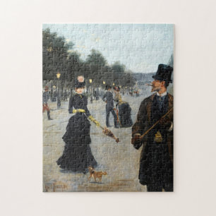 Élégants Wandering in Paris Louis Abel-Truchet Jigsaw Puzzle