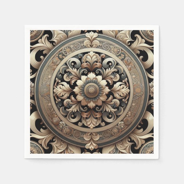 Eleganza Moderna Fancy Baroque Pattern Napkins (Front)