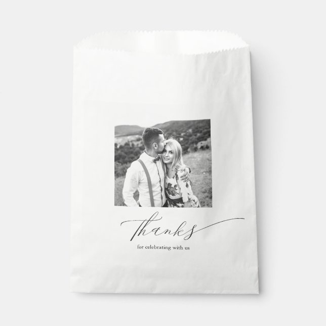 Elegat Calligraphy Photo Wedding Thank You Favor Bag (Front)