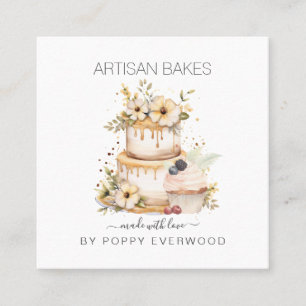 Elegatn Cake Baker Pastry Chef Square Business Card